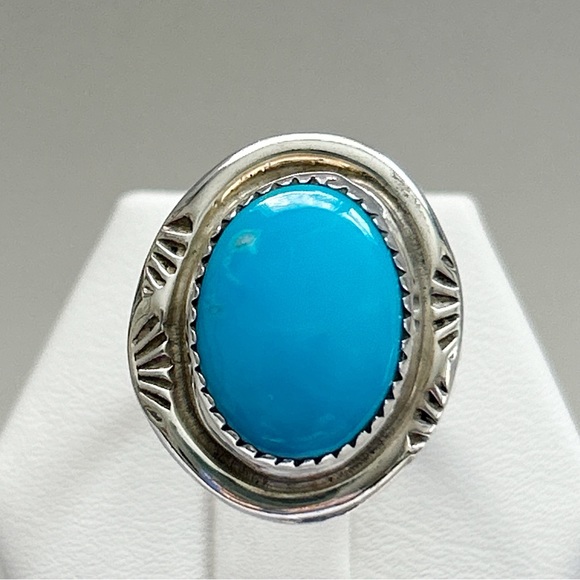 Vintage Jewelry - Vintage Clayton Tom Navajo Turquoise Sterling Silver Ring